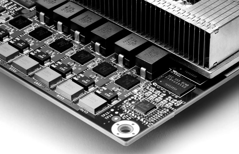 Imagen de una PCB de una tarjeta TPU de Google