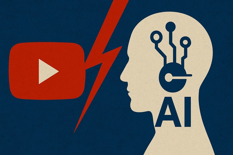 Imagen que representa la batalla de YouTube contra la IA.