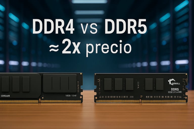 Gráfico de precios mostrando el aumento del coste de memoria DDR4