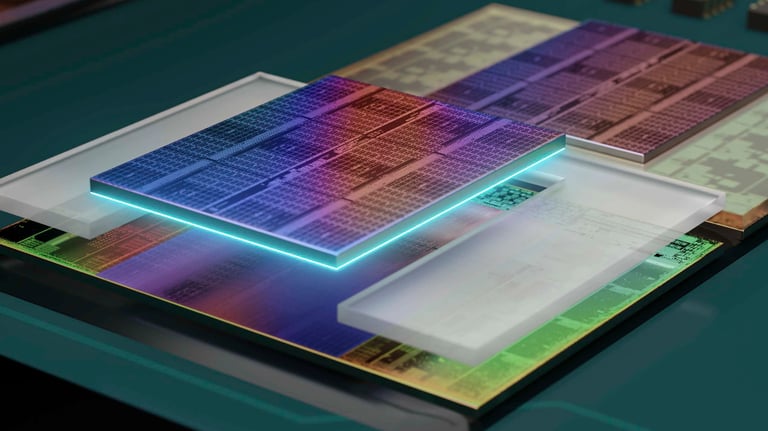 Detalle del AMD Ryzen 5 7500X3D, mostrando el chip y su tecnología 3D V-Cache